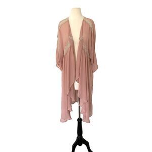 Charlotte Russe Dusty Boho Flowy Kimono Robe Cascade Style Cover Up S (flaw)